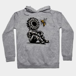 Vintage Bee Kind Tee - Abstract Grunge Bee and Sunflower Hoodie